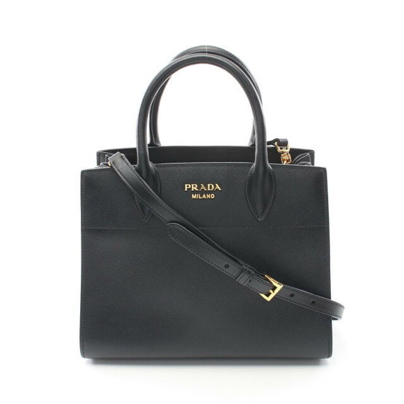 Prada SAFFIANO CITY handbag leather black white - Picture 1 of 7
